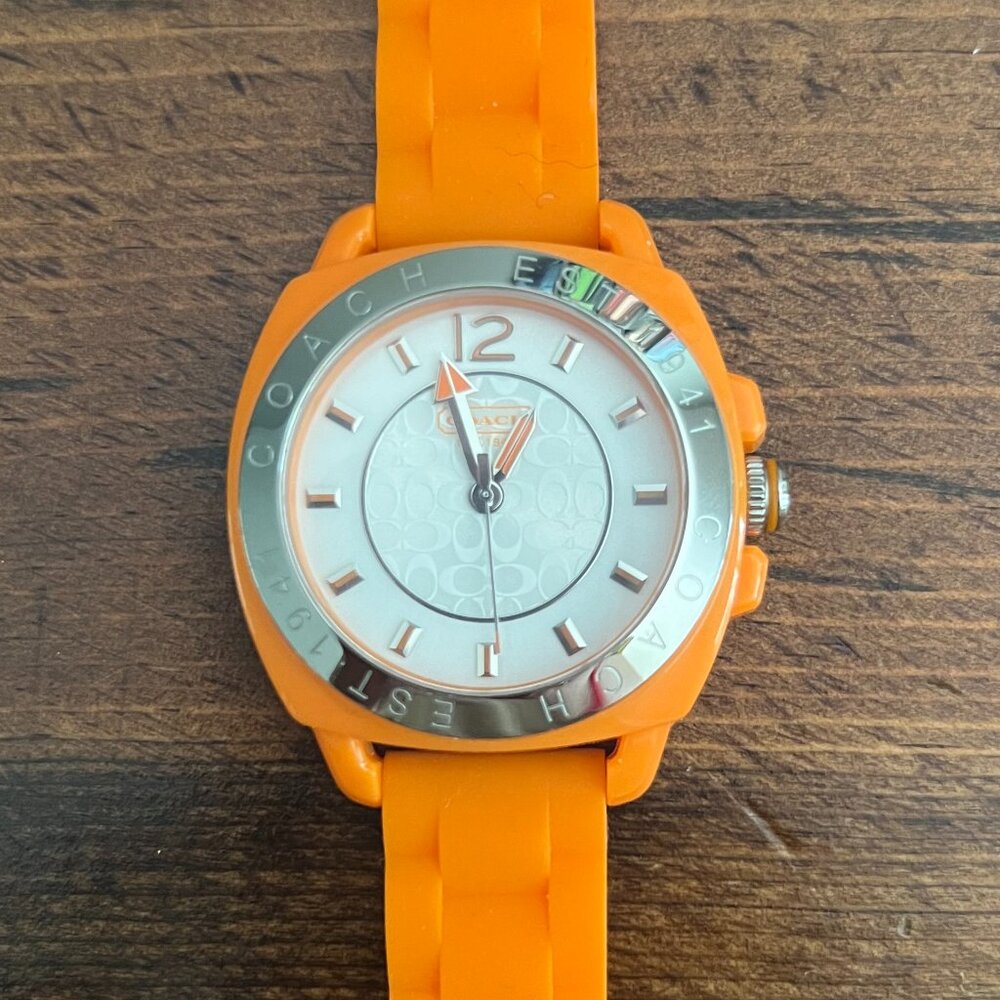 Coach - Orange Silicone Strap Analog Wrist Watch